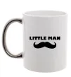 Чашка з кольоровою ручкою Little man mustache Срібло фото