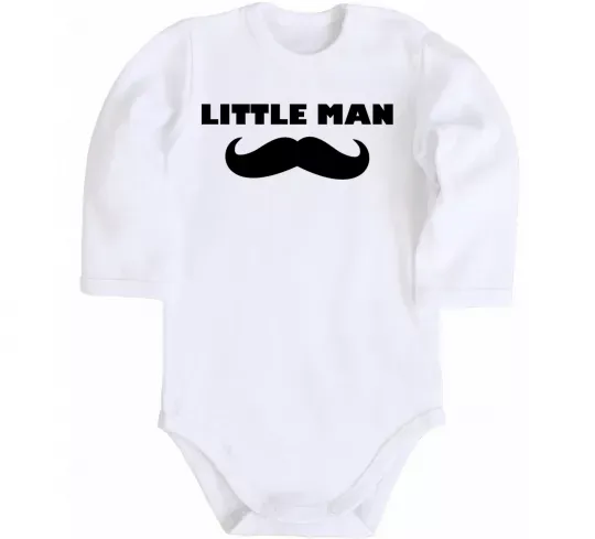 Дитячий бодік Little man mustache Білий фото