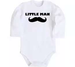 Дитячий бодік Little man mustache Білий фото