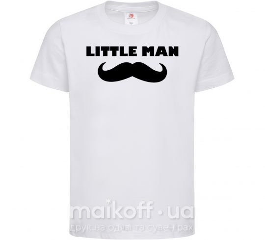 Дитяча футболка Little man mustache Білий фото