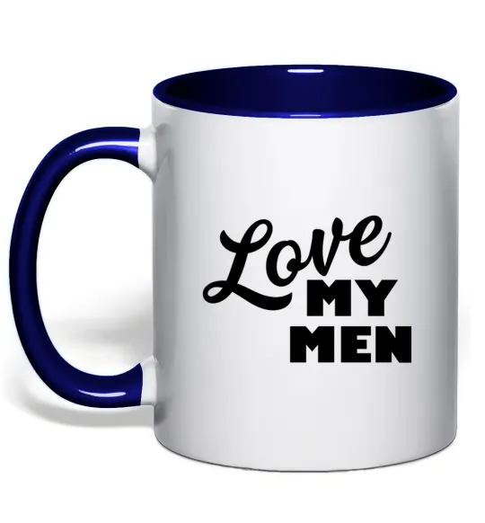 Чашка с цветной ручкой Love my men Глубокий темно-синий фото