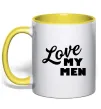 Чашка с цветной ручкой Love my men Лимонный фото