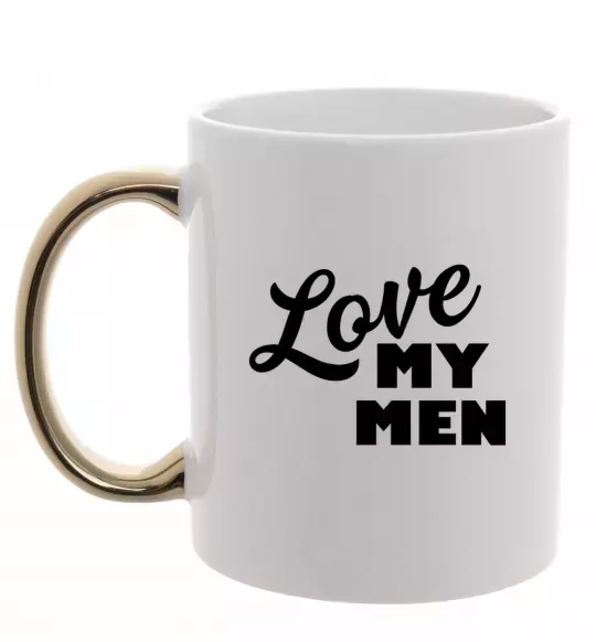 Чашка с цветной ручкой Love my men Золото фото