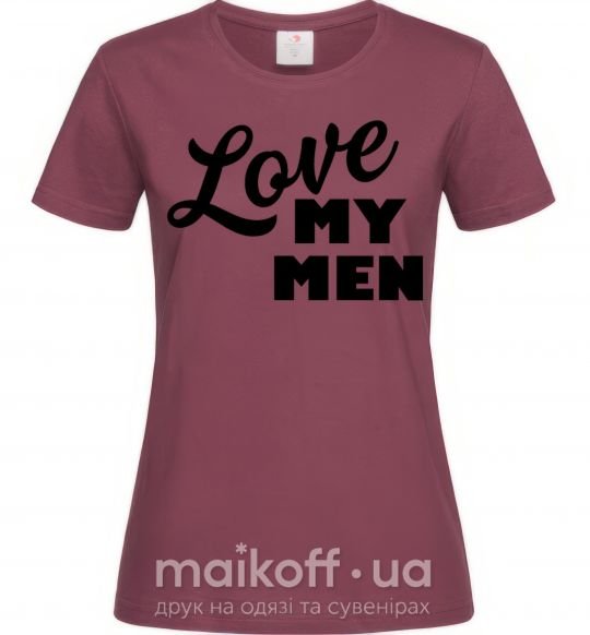 Жіноча футболка Love my men Бордовий фото