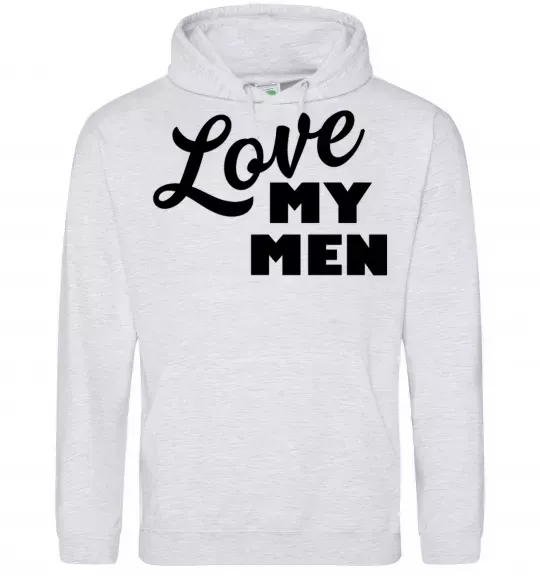 Женская толстовка (худи) Love my men Серый меланж фото