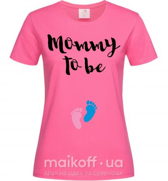 Жіноча футболка Mommy to be legs Яскраво-рожевий фото