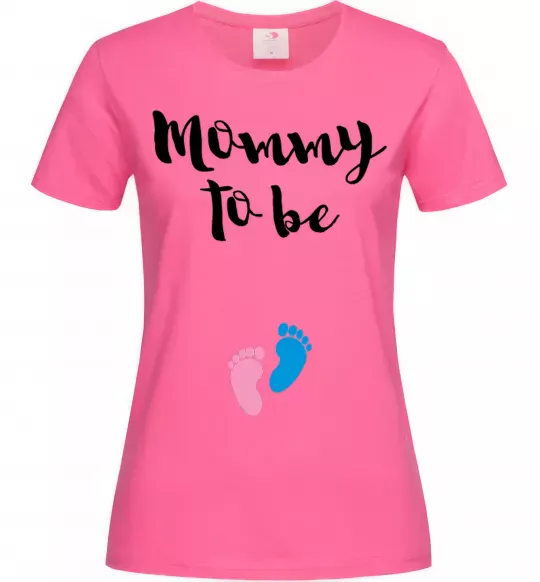 Женская футболка Mommy to be legs Ярко-розовый фото