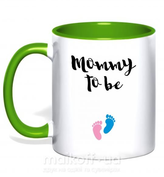 Чашка с цветной ручкой Mommy to be legs Зеленый фото