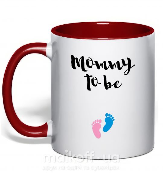 Чашка с цветной ручкой Mommy to be legs Красный фото