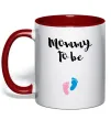 Чашка з кольоровою ручкою Mommy to be legs Червоний фото