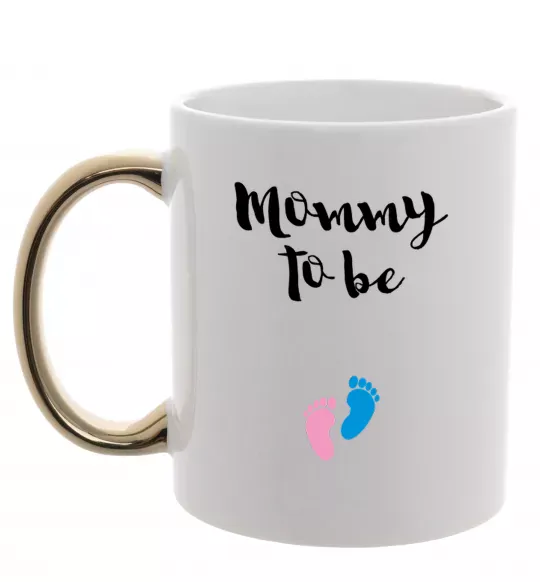 Чашка з кольоровою ручкою Mommy to be legs Золото фото