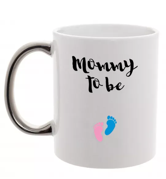 Чашка з кольоровою ручкою Mommy to be legs Срібло фото