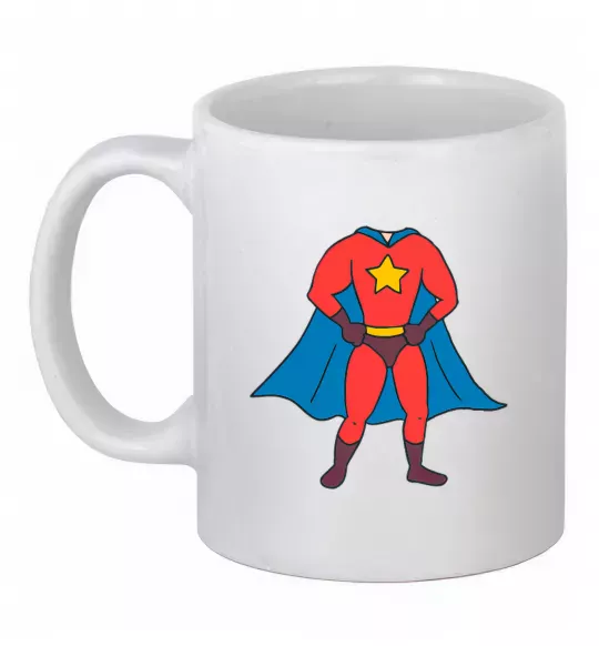 Чашка керамическая Super dad costume Белый фото