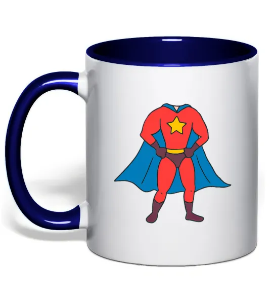 Чашка с цветной ручкой Super dad costume Глубокий темно-синий фото