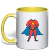 Чашка з кольоровою ручкою Super dad costume Лимонний Чашка з кольоровою ручкою Super dad costume Лимонний фото