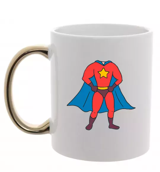 Чашка с цветной ручкой Super dad costume Золото фото