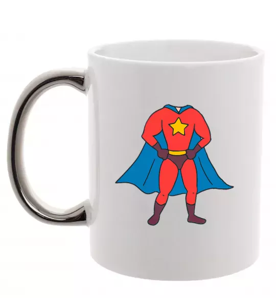 Чашка с цветной ручкой Super dad costume Серебро фото