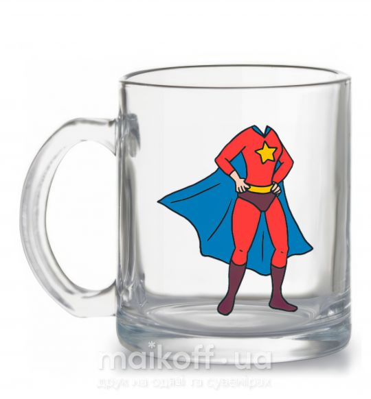 Чашка стеклянная Super mom costume Прозрачный фото