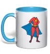 Чашка з кольоровою ручкою Super mom costume Блакитний фото