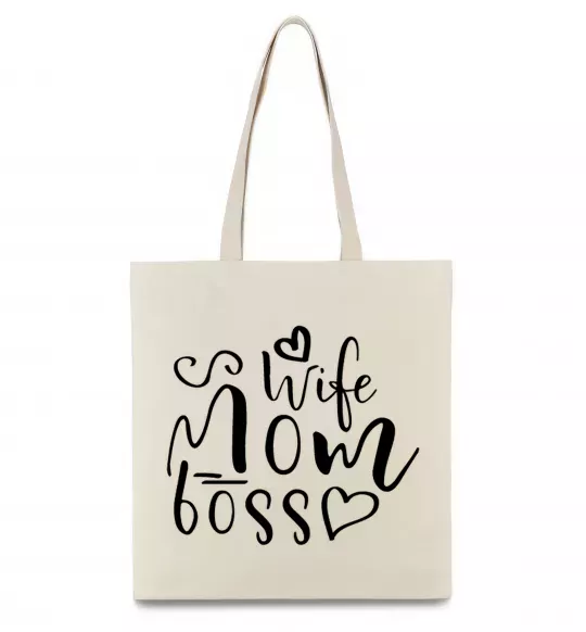 Еко-сумка Mom wife boss Бежевий фото