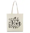 Еко-сумка Mom wife boss Бежевий Еко-сумка Mom wife boss Бежевий фото