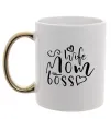Чашка з кольоровою ручкою Mom wife boss Золото фото