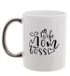 Чашка з кольоровою ручкою Mom wife boss Срібло фото