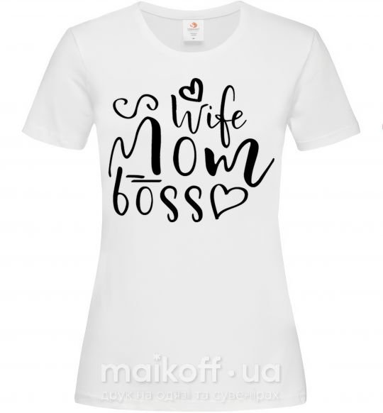Жіноча футболка Mom wife boss Білий фото