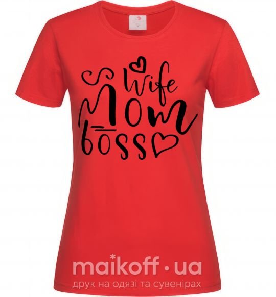 Женская футболка Mom wife boss Красный фото