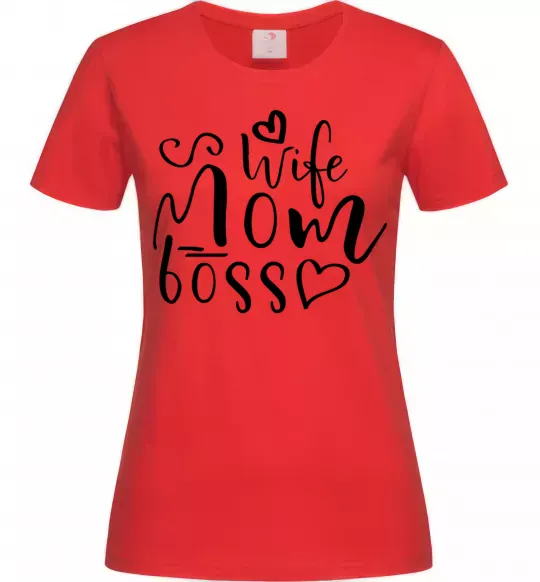 Женская футболка Mom wife boss Красный фото