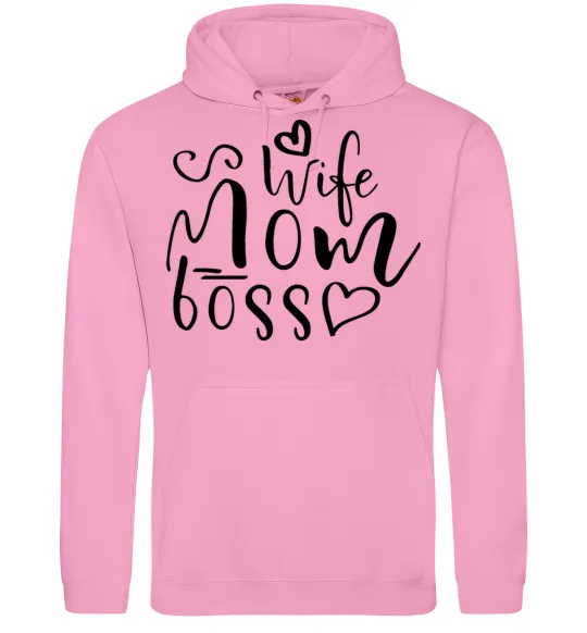 Женская толстовка (худи) Mom wife boss Розовый фото