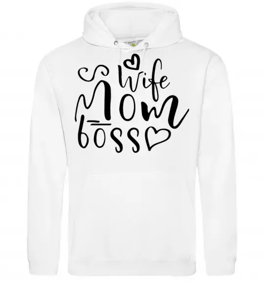 Женская толстовка (худи) Mom wife boss Белый фото