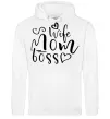 Женская толстовка (худи) Mom wife boss Белый фото