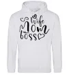 Женская толстовка (худи) Mom wife boss Серый меланж фото
