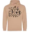 Женская толстовка (худи) Mom wife boss Песочный фото