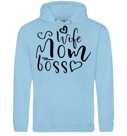 Женская толстовка (худи) Mom wife boss Голубой фото