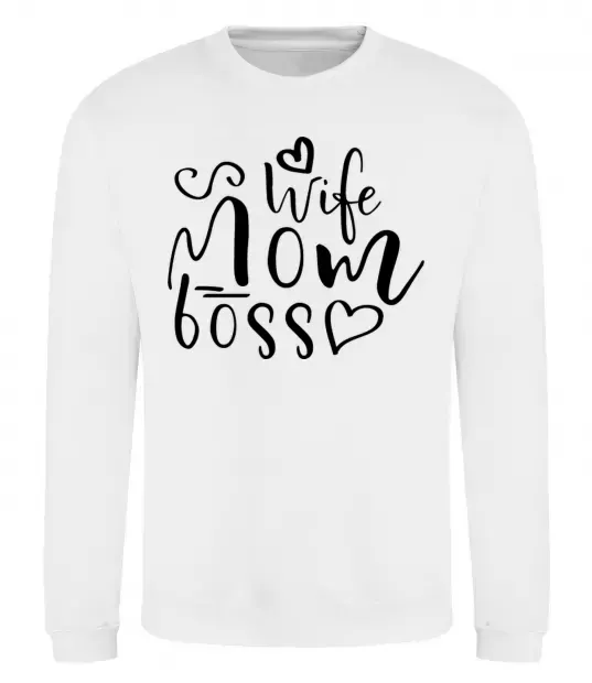 Світшот Mom wife boss Білий фото