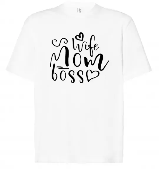 Футболка Оверсайз Mom wife boss Білий фото