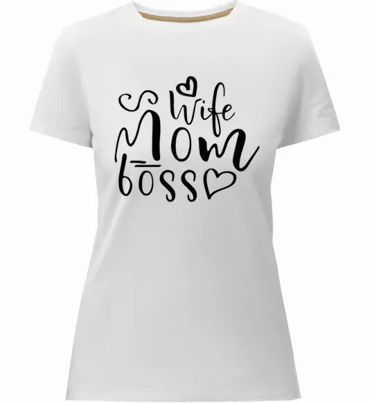 Женская премиум футболка Mom wife boss Белый фото