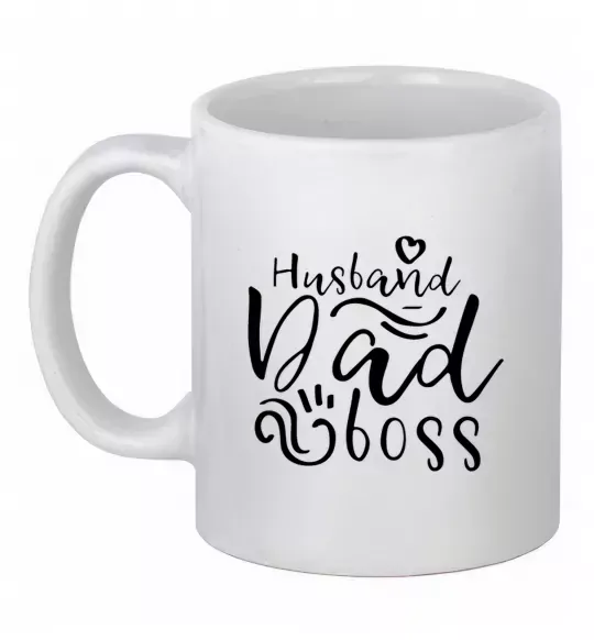 Чашка керамическая Husband dad boss Белый фото