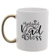 Чашка с цветной ручкой Husband dad boss Золото фото