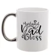 Чашка с цветной ручкой Husband dad boss Серебро фото