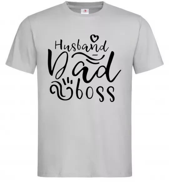 Мужская футболка Husband dad boss Серый фото