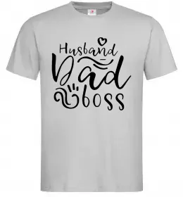 Мужская футболка Husband dad boss Серый фото
