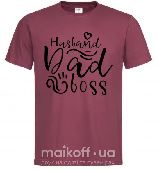 Мужская футболка Husband dad boss Бордовый фото