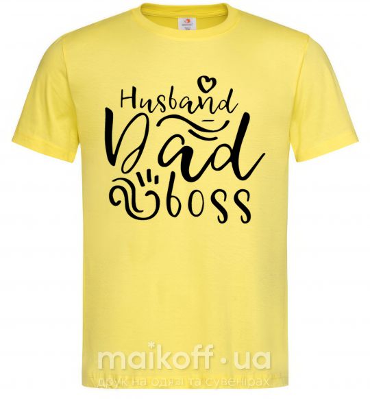 Мужская футболка Husband dad boss Лимонный фото