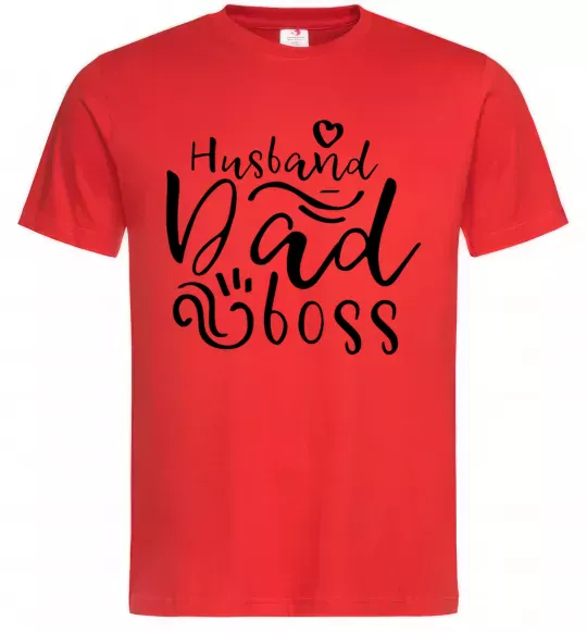 Мужская футболка Husband dad boss Красный фото