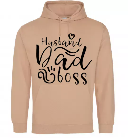 Мужская толстовка (худи) Husband dad boss Песочный фото