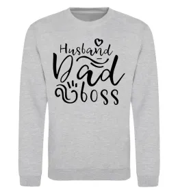 Світшот Husband dad boss Сірий меланж фото