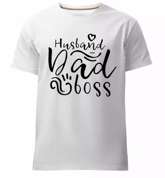 Мужская премиум футболка Husband dad boss Белый фото